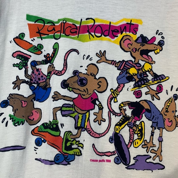 VINTAGE | RARE Deadstock ’86 OP Single Stitch US Made ‘Radical Rodents’ Tee - Picture 3 of 16
